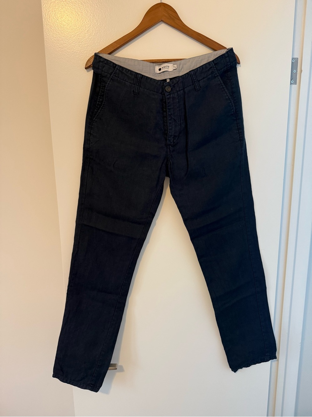 NN07 Dark Navy Casual Linen Chino Pants